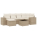 Set sofás de jardín 7 piezas y cojines ratán sintético beige