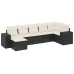 Set de comedor de jardín 7 pzas y cojines ratán sintético negro