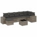 Set de sofás de jardín 8 pzas y cojines ratán sintético gris