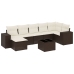 Set sofás de jardín 8 piezas y cojines ratán sintético marrón