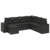 Set de comedor de jardín 7 pzas y cojines ratán sintético negro