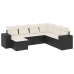 Set de comedor de jardín 7 pzas y cojines ratán sintético negro