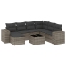 Set de sofás de jardín 8 pzas y cojines ratán sintético gris