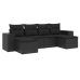 Set de sofás de jardín 6 piezas y cojines ratán sintético negro