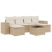 Set sofás de jardín 7 piezas y cojines ratán sintético beige