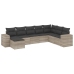 Set de sofás de jardín 8 pzas y cojines ratán sintético gris