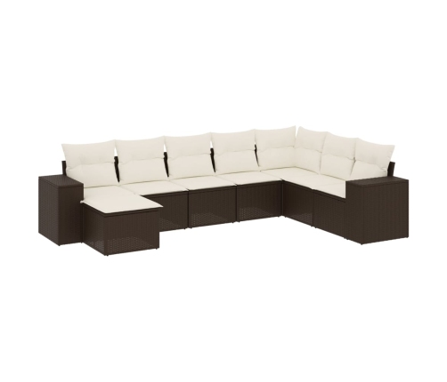 Set sofás de jardín 8 piezas y cojines ratán sintético marrón