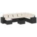 Set de sofás de jardín 8 piezas y cojines ratán sintético negro