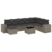 Set de muebles de jardín 9 pzas y cojines ratán sintético gris