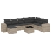 Set muebles jardín 9 pzas y cojines ratán sintético gris claro