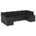 Set de comedor de jardín 7 pzas y cojines ratán sintético negro