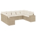 Set de sofás de jardín 9 pzas con cojines ratán sintético beige