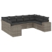 Set de muebles de jardín 9 pzas y cojines ratán sintético gris