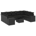 Set de sofás de jardín 10 pzas cojines ratán sintético negro