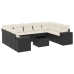 Set de sofás de jardín 10 pzas cojines ratán sintético negro