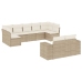 Set de sofás de jardín 9 pzas con cojines ratán sintético beige