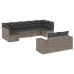 Set de muebles de jardín 9 pzas y cojines ratán sintético gris