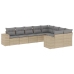 Set de sofás de jardín 9 pzas con cojines ratán sintético beige