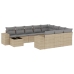Set de sofás de jardín 11pzas con cojines ratán sintético beige