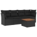 Set de muebles de jardín 5 pzas y cojines ratán sintético negro