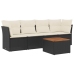 Set de muebles de jardín 5 pzas y cojines ratán sintético negro