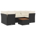 Set de comedor de jardín 7 pzas y cojines ratán sintético negro