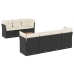 Set de sofás de jardín y cojines 8 piezas ratán sintético negro