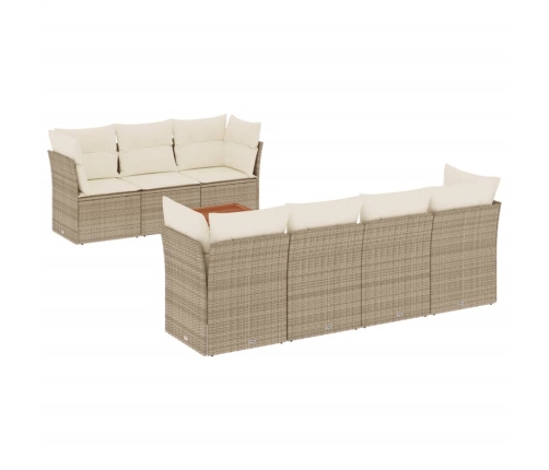 Set de sofás de jardín y cojines 8 piezas ratán sintético beige