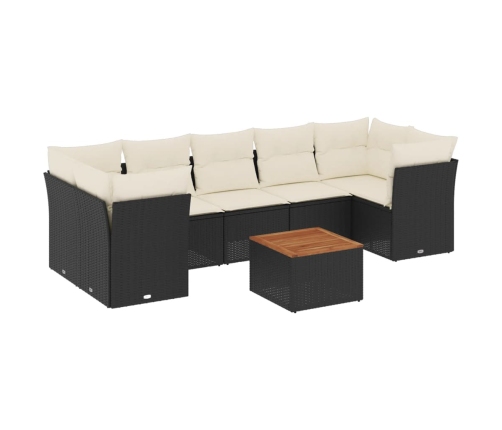 Set de sofás de jardín y cojines 8 piezas ratán sintético negro
