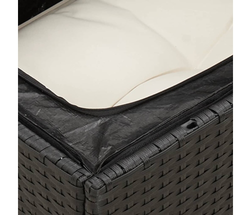 Set de sofás de jardín y cojines 8 piezas ratán sintético negro