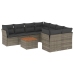 Set de muebles de jardín 9 pzas y cojines ratán sintético gris