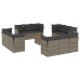 Set sofás de jardín con cojines 13 piezas ratán sintético gris