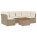 Set sofás de jardín 7 piezas y cojines ratán sintético beige