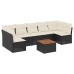 Set de sofás de jardín 8 piezas y cojines ratán sintético negro