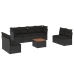 Set de sofás de jardín 8 piezas y cojines ratán sintético negro