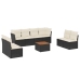 Set de sofás de jardín 8 piezas y cojines ratán sintético negro