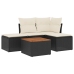Set de muebles de jardín 5 pzas y cojines ratán sintético negro