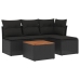 Set de muebles de jardín 5 pzas y cojines ratán sintético negro