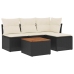 Set de muebles de jardín 5 pzas y cojines ratán sintético negro