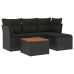 Set de muebles de jardín 5 pzas y cojines ratán sintético negro