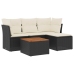 Set de muebles de jardín 5 pzas y cojines ratán sintético negro