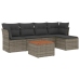 Set de muebles de jardín 6 pzas y cojines ratán sintético gris