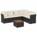 Set de comedor de jardín 7 pzas y cojines ratán sintético negro