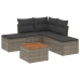 Set de muebles de jardín 6 pzas y cojines ratán sintético gris