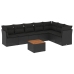 Set de sofás de jardín 8 piezas y cojines ratán sintético negro