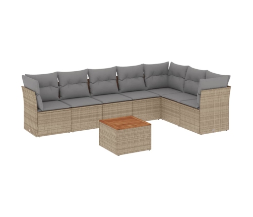 Juego de sofás jardín con cojines beige mezcla 8 pzas ratán PE