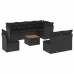 Set de sofás de jardín 8 piezas y cojines ratán sintético negro