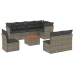 Set de muebles de jardín 9 pzas y cojines ratán sintético gris