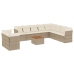 Set de sofás de jardín 11pzas con cojines ratán sintético beige