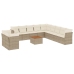 Set de sofás de jardín 12 pzas y cojines ratán sintético marrón
